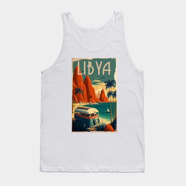 Libya Beach Vintage Travel Art Poster Tank Top by OldTravelArt